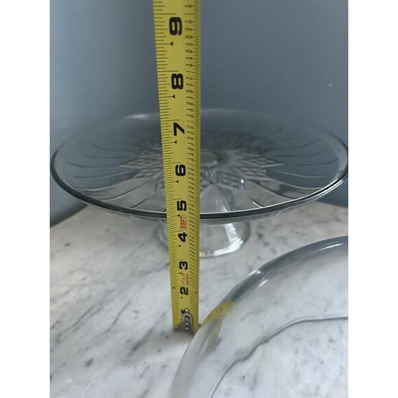 Anchor Hocking Vintage 12” x 12” Canfield 2 Piece Footed Cake Set Clear Glass - Picture 8 of 10
